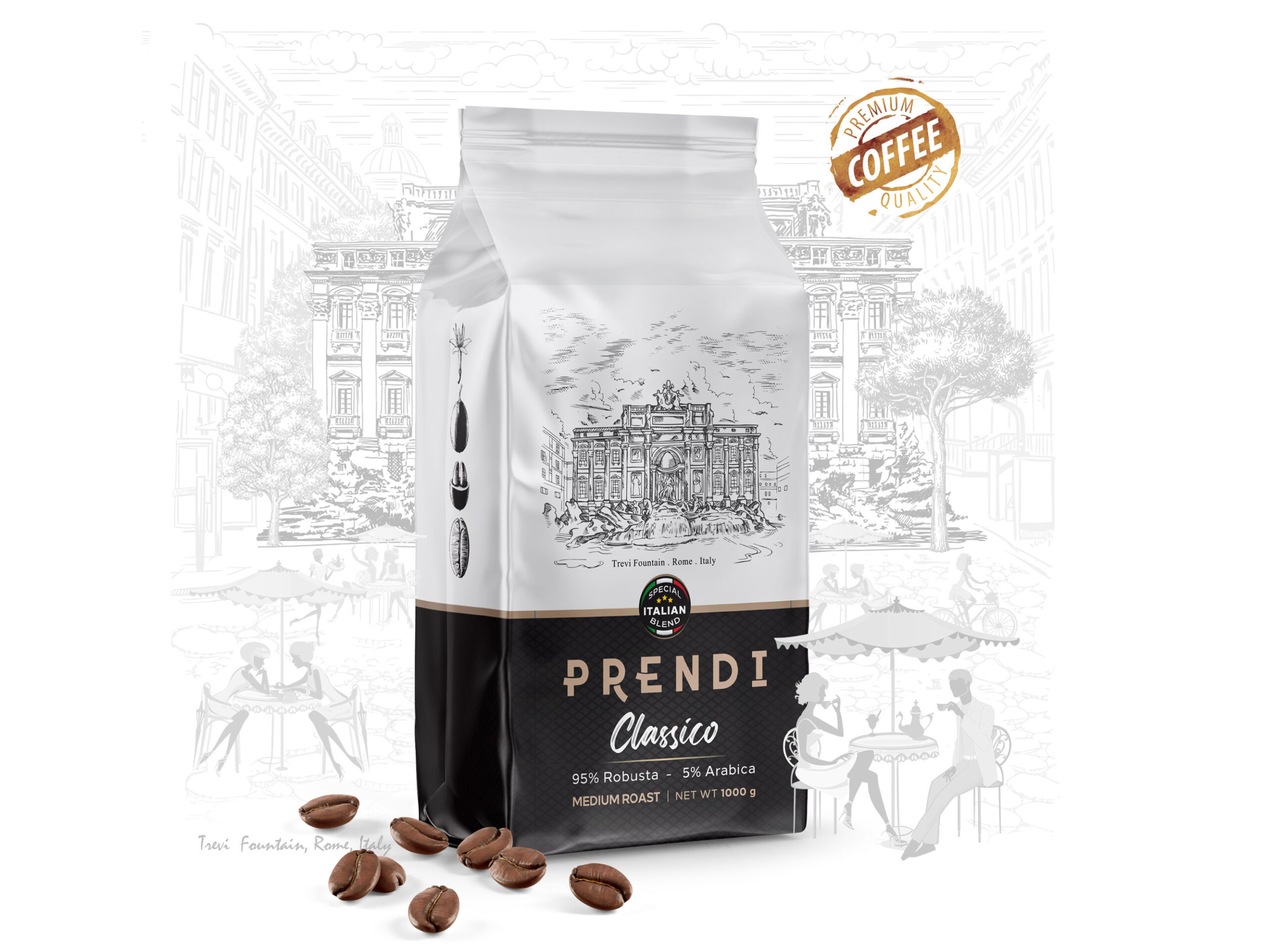 意大利咖啡豆包装袋这样设计(图1)