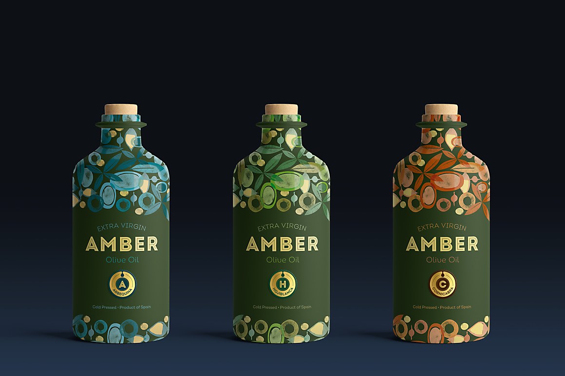 橄榄油品牌设计的新包装传达了橄榄品种的差异(图1)