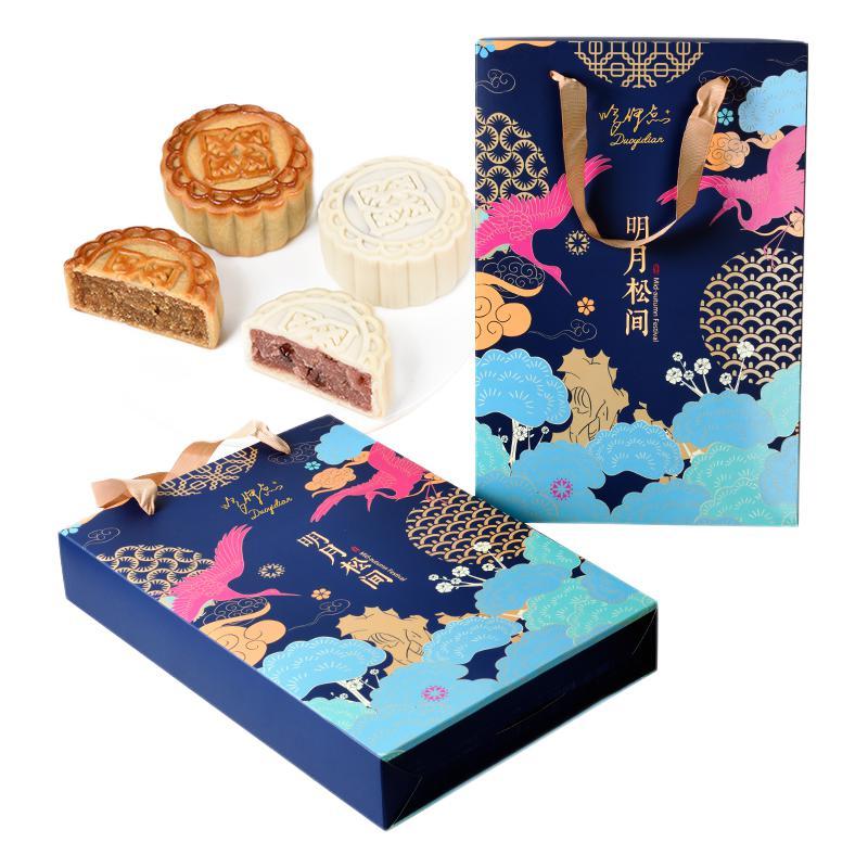 哆伊点 明月松间 广式月饼 6饼2味 390g 礼盒装包装礼盒产品包装创意设计欣赏(图1)