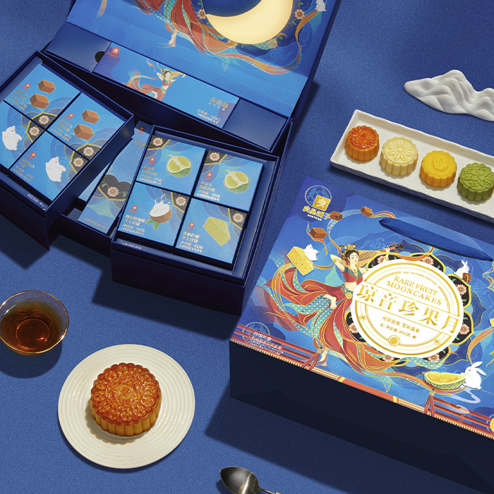 BESTORE 良品铺子 敦煌研究院联名 琼音珍果月 月饼 13饼7味 895g 礼盒装包装礼盒产品包装创意设计欣赏(图2)