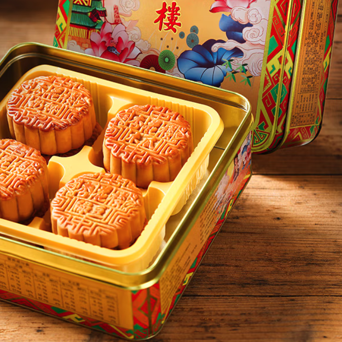 杏花楼 广式月饼 8饼6味 800g 铁盒装包装礼盒产品包装创意设计欣赏(图4)