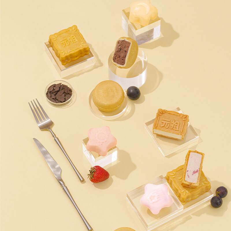 Ganso 元祖食品 冰淇淋雪月饼 18饼9味 1.14kg 礼盒装包装礼盒产品包装创意设计欣赏(图5)