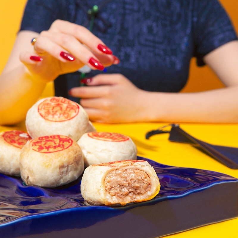 老大房 鲜肉月饼 260g 礼盒装包装礼盒产品包装创意设计欣赏(图5)