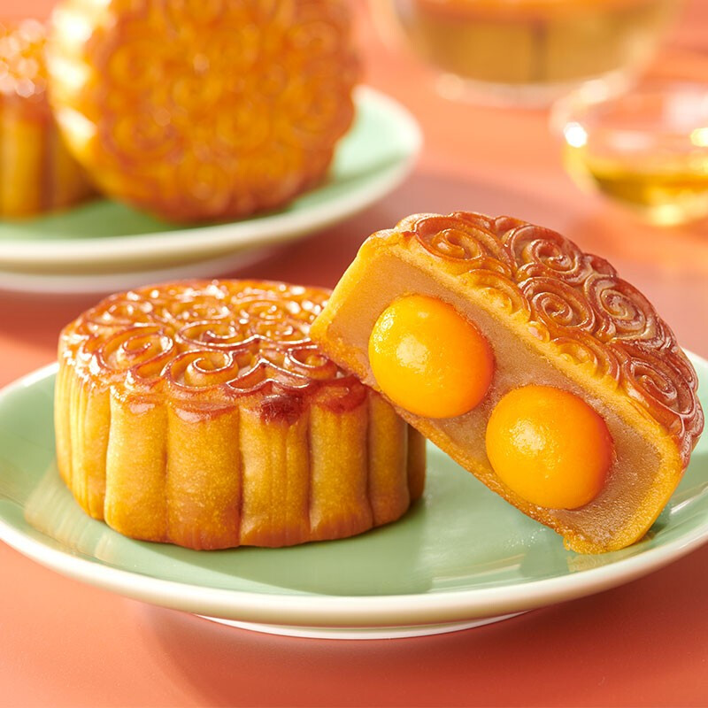 WU FANG ZHAI 五芳斋 五芳欢月 广式月饼 8饼8味 550g包装礼盒产品包装创意设计欣赏(图4)