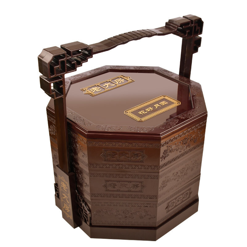 老大房 花好月圆 广式月饼提篮礼盒 12饼5味 1.5kg包装礼盒产品包装创意设计欣赏(图2)