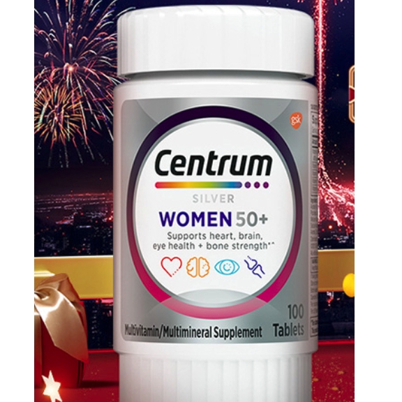 Centrum 善存 50+女士 多种维生素矿物质片 海外版 100粒保健产品包装创意设计欣赏(图1)