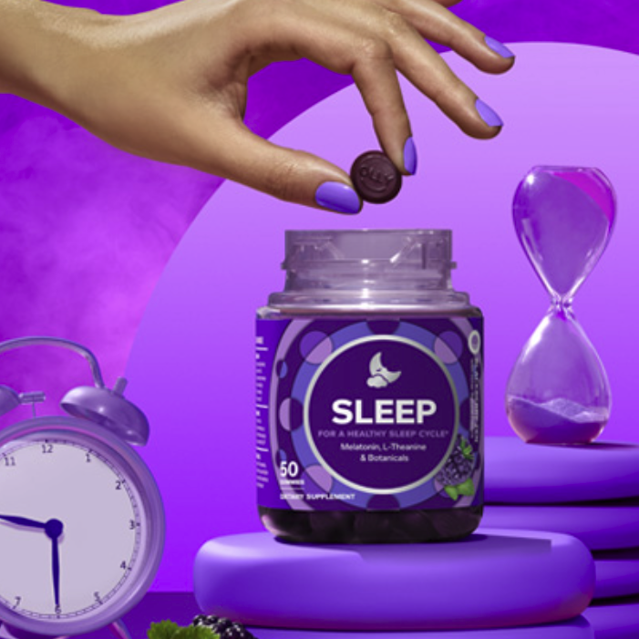 OLLY 褪黑素 睡眠自由罐 黑莓薄荷味 50粒保健产品包装创意设计欣赏(图4)