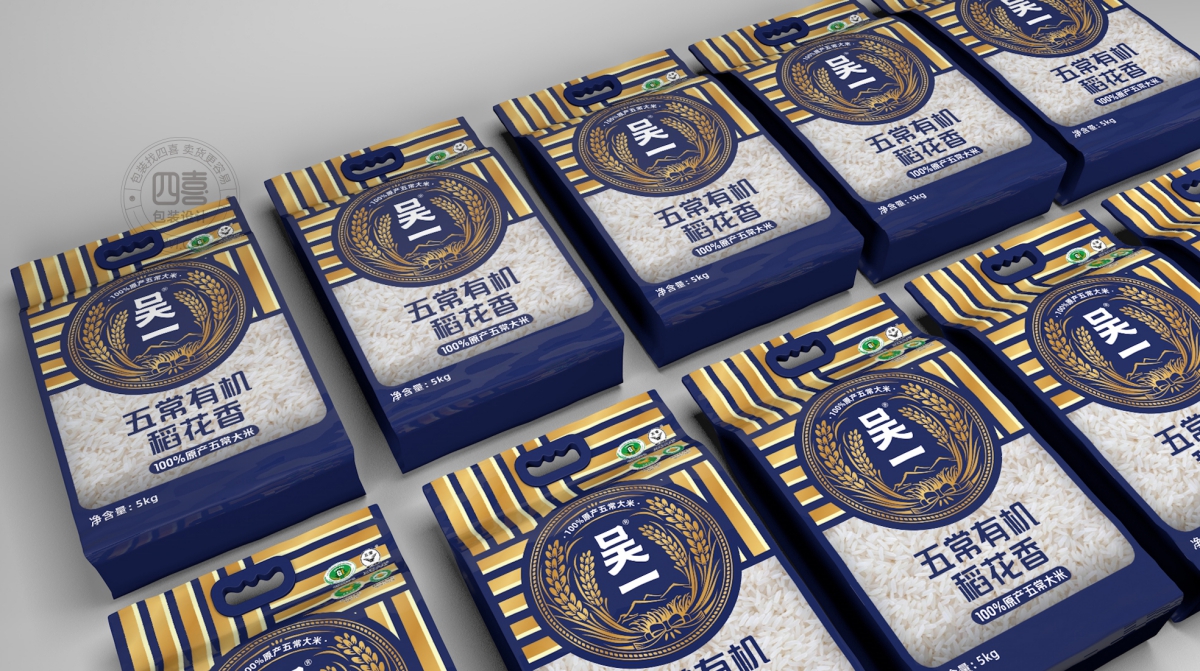 五常有机稻花香大米包装袋设计(图1)