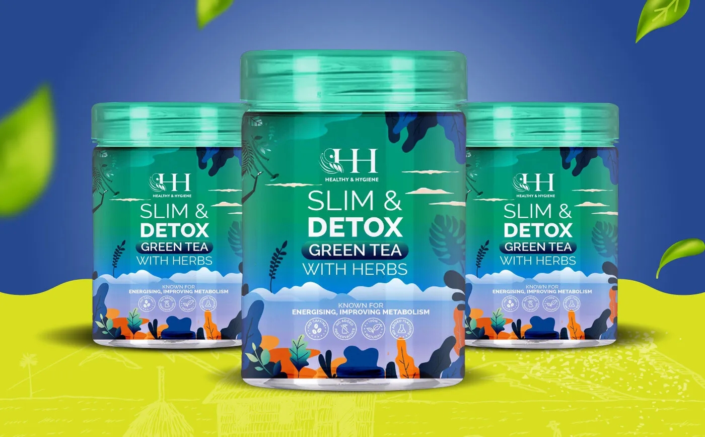 中草药排毒减肥绿茶包装如何设计(图1)
