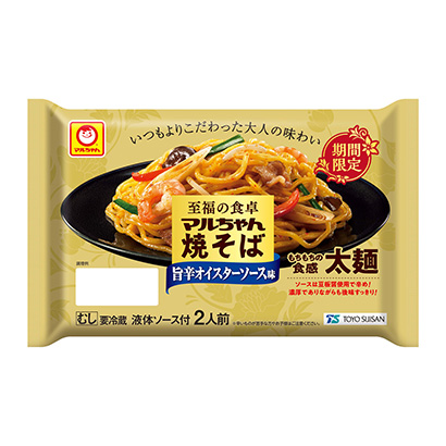 至福的餐桌马尔酱炒面限时美味辣酱味东洋水产面类包装设计(图1)