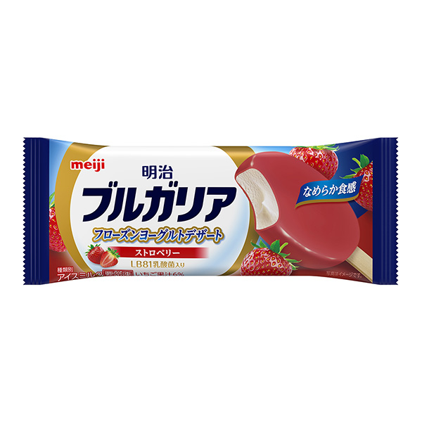 明治保加利亚冷冻酸奶甜点草莓明治食品饮料包装设计(图1)